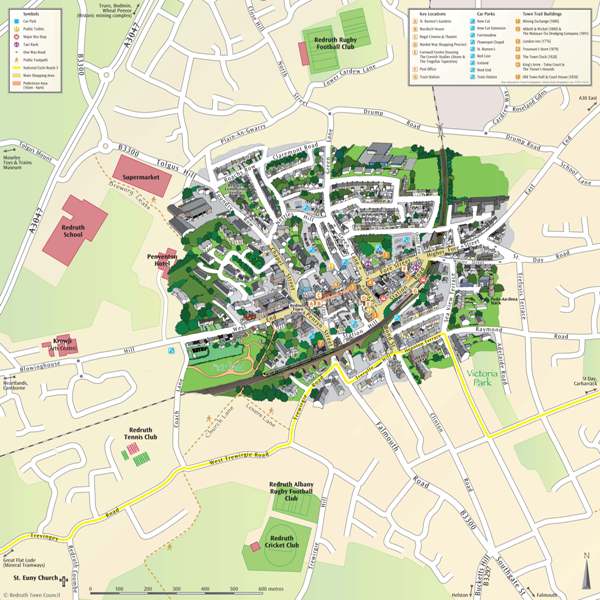 3D highlight town centre map